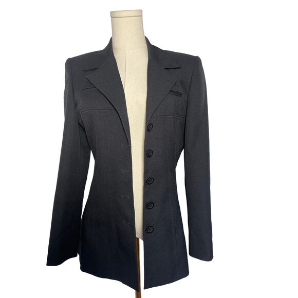 Vintage 90's Y2K Black Fitted Blazer Jacket SMALL - Picture 1 of 6
